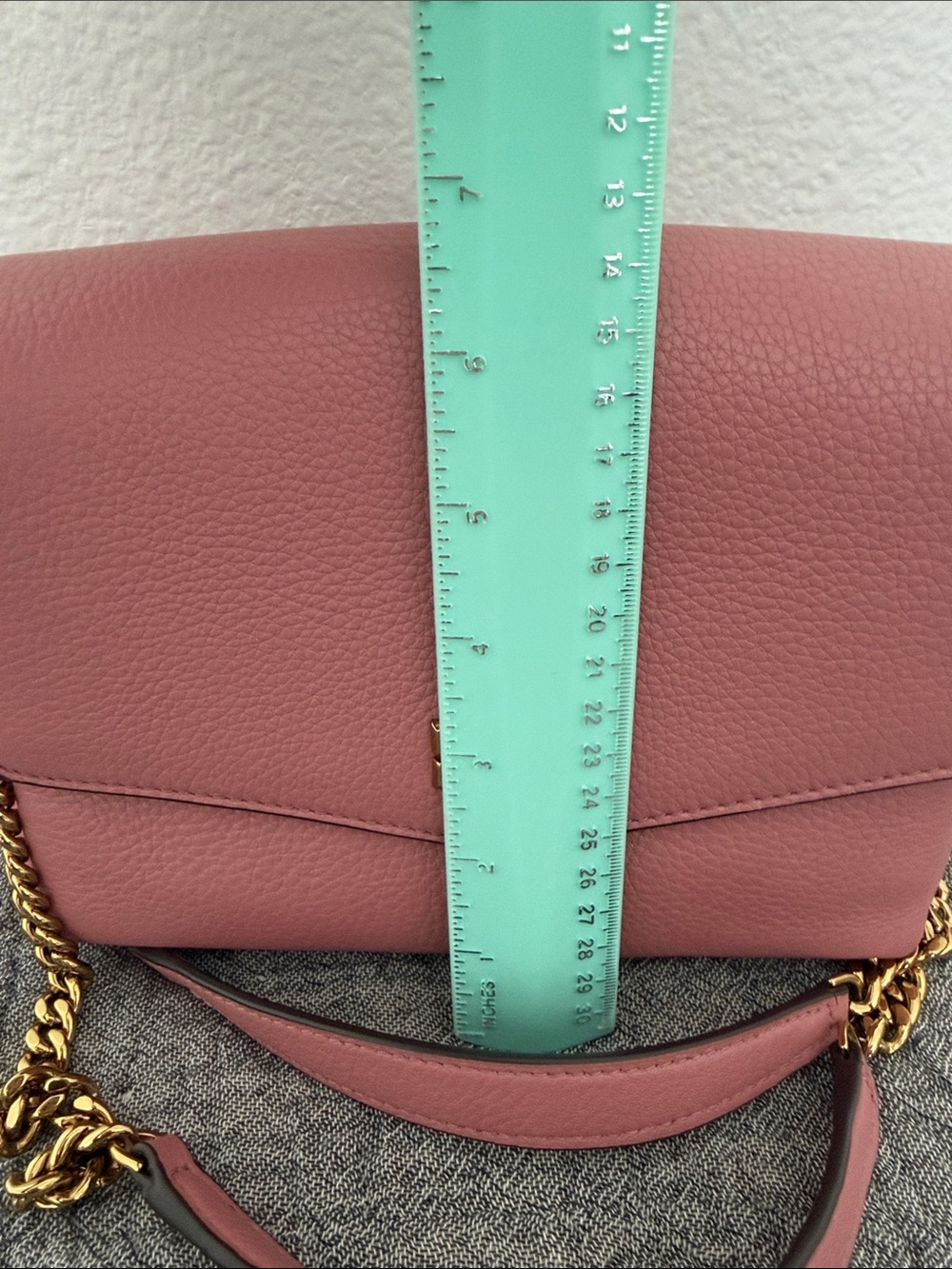 Tory Burch Kira Pink Pebbled Leather Chain Shoulder Bag with Gold Hardware - Picture 8 of 8